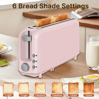 2-Slice Toaster – 6 Shade Settings, Cancel, Reheat & Defrost Functions, Removable Crumb Tray, 750W Compact Design for Bread, Waffles & Bagels, Available in Red, White, Black, Yellow, Pink & Blue