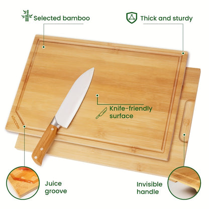 Bamboo Cutting Board Set 4-Piece Extra Large – Heavy Duty Chopping Boards with Juice Grooves for Meat, Vegetables & Cheese | Essential Kitchen Tools | Mother’s Day & Holiday Gift