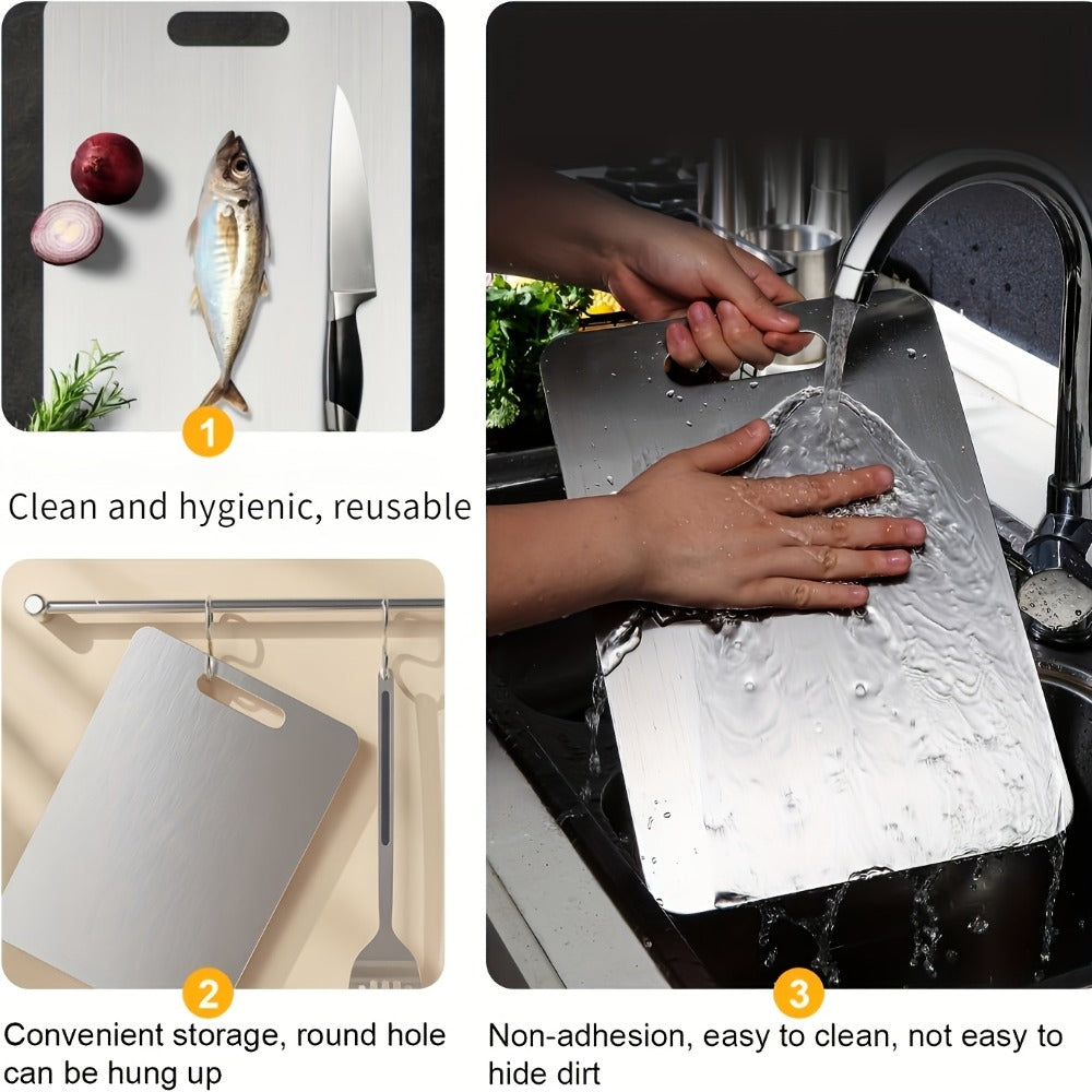 Stainless Steel Cutting Board Set of 3 – Durable BPA-Free Kitchen Cutting Boards, Rust-Resistant & Easy to Clean, Space-Saving Nested Design for Meat, Vegetables & Food Prep