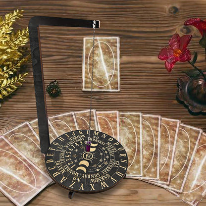 Wooden Pendulum Stand for Divination – Crystal Display Holder, Witchcraft Altar Decor, Meditation Ritual Necklace Organizer & Constellation Moon
