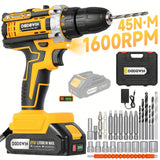 21V Drill + 1 Battery + Deluxe Accessories + Toolbox