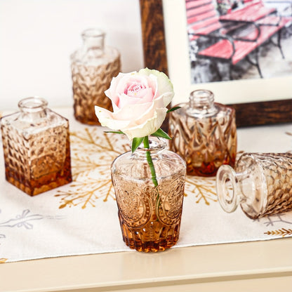 Amber Glass Bud Vase Set of 36 Small Vases for Flowers Mini Flower Vases in Bulk for Rustic Wedding Centerpieces Vintage Home Table Decor Halloween Christmas Multiple Sizes