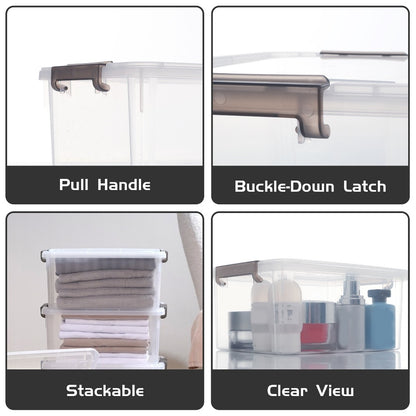 Plastic Storage Bins with Lids 4 Pack 17 Quart Stackable Clear Storage Containers with Latching Lids for Garage Closet Bedroom Basement Kitchen Organization