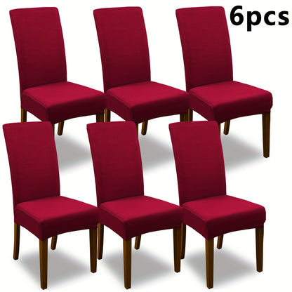 Stretch Dining Chair Covers Set | Elastic Jacquard Slipcovers for Dining Room Kitchen Wedding Office, 4pcs or 6pcs, 9 Colors, Washable Furniture Protector