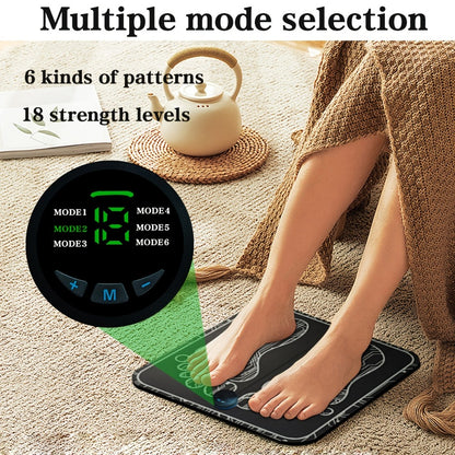 EMS Foot Massager Pad with TENS Therapy – Portable Electric Foot Massage Machine, Reusable Pad, Multiple Mode Adjustment, Pain Relief for Plantar Fasciitis & Tired Feet