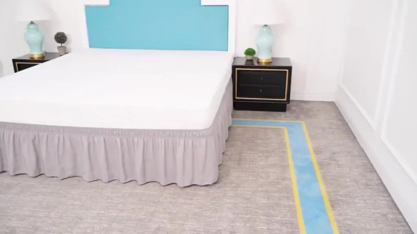 Bed Skirt with Adjustable Elastic Belt - Ruffle Microfiber Dust Ruffle 15 Inch Drop, Hotel Quality, Fade Resistant, Machine Washable, Easy Wrap Fit