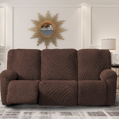 Stretch 3 Seat Sofa Slipcover Elastic Spandex Couch Cover with Pocket Anti-Slip Jacquard Knit Washable Solid Color Sofa Protector for Living Room Office Pet Friendly