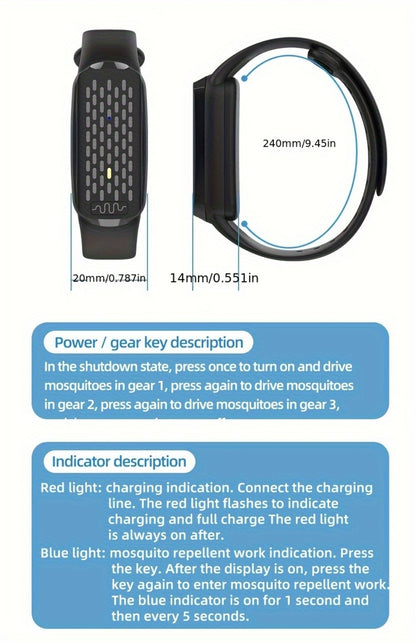 Ultrasonic Mosquito Repellent Bracelet 3-Pack – USB Rechargeable Intelligent Bug Repellent Wristband for Camping, Outdoor, Hiking & Travel, Waterproof Mosquito Control Bracelet for Adults & Kids