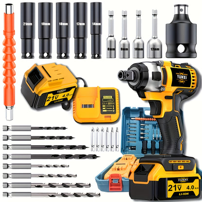21V Cordless Drill Brushless Impact Wrench Multifunctional – Lithium Battery, Quick Charger, Variable Speed, Tighten Screws & Bolts, Compact Power Tool for Home, Car Repair & DIY – Multiple Battery & Bundle Configurations