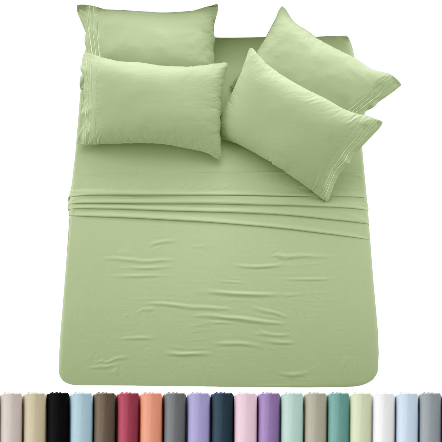 Brushed Microfiber Sheet Set 6pcs – Soft Fade-Resistant Bedding 20 Colors Twin Twin XL Full Queen King Cal King Fitted Flat Pillowcases