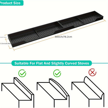 Silicone Stove Organizer Rack with Suction Cups | Heat-Resistant, Dishwasher-Safe Spice Holder for Kitchen Countertop – 30 Inch