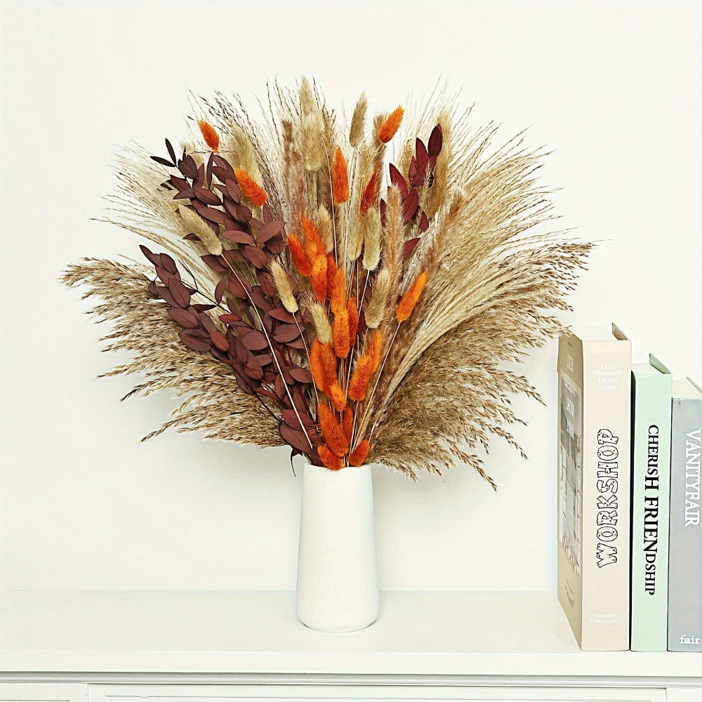 Artificial Pampas Grass Bouquet 72pcs – Bohemian Rustic Farmhouse Decor for Home Wedding Centerpiece Halloween Thanksgiving Valentine's Day Cafe