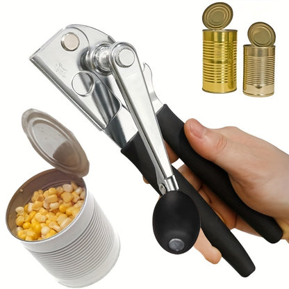 Heavy Duty Manual Can Opener Stainless Steel Commercial Grade with Non-Slip Ergonomic Handle Dual Can and Bottle Opener for Restaurant and Home Kitchen Use