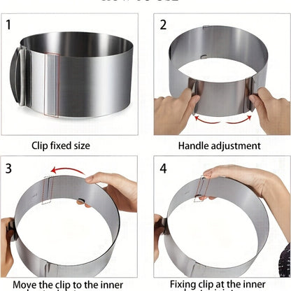 Adjustable Stainless Steel Cake Ring Mold 2-Pack, Retractable Round Mousse Cake Ring 6.3" to 11.8" Diameter, Heavy Duty Baking Ring for Mousse Cheesecake Layer Cake, Cake Decorating Tool