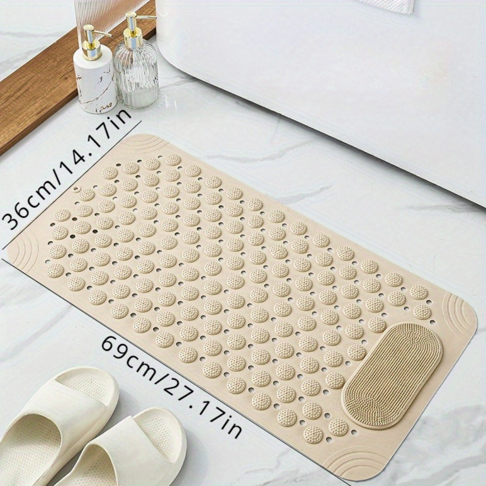 Non-Slip Bath Mat with Massage Buttons - PVC Shower Mat with Polka Dot Pattern, 0.35" Thick Rectangular Bathroom Safety Mat | Anti-Slip Bathtub Mat for Shower, Tub & Bathroom Floor | Multiple Colors