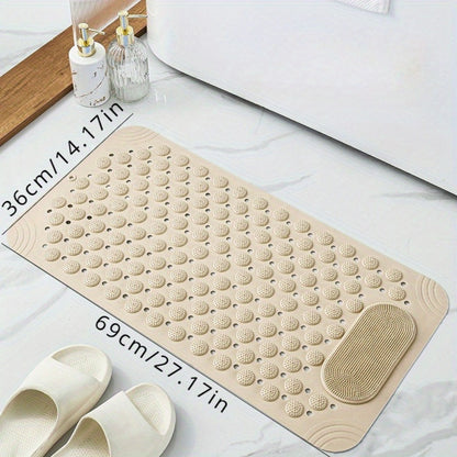 Non-Slip Bath Mat with Massage Buttons - PVC Shower Mat with Polka Dot Pattern, 0.35" Thick Rectangular Bathroom Safety Mat | Anti-Slip Bathtub Mat for Shower, Tub & Bathroom Floor | Multiple Colors