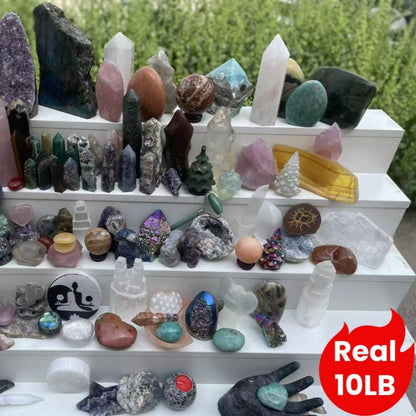 10LB Mixed Crystals Bulk Lot Natural Gemstones Towers Spheres Clusters Rough Stones Healing Crystals Collection Gift Set Decorative Specimens Wholesale