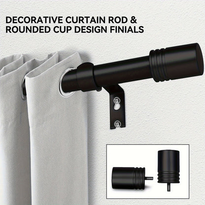 Adjustable Curtain Rods for Windows 1 Inch Diameter – Modern Decorative Drapery Rod with End Finials, 18"-45" to 36"-120" | Black, Brushed Nickel & Gold Finish