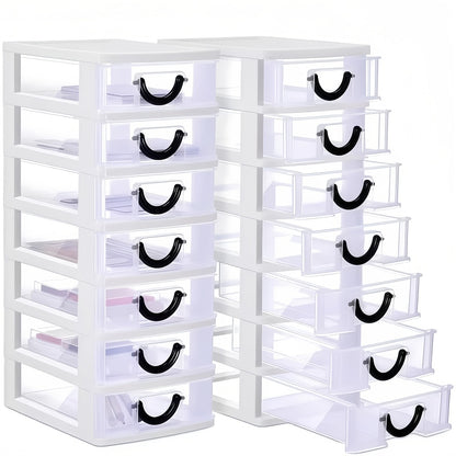7-Drawer Desktop Organizer Clear Front Drawers Heavy-Duty Plastic Storage Box for Home Office, Jewelry, Craft & Small Parts – Space-Saving Compact Design