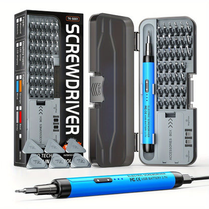 Electric Screwdriver Set 48-in-1, Cordless USB Rechargeable Precision Repair Kit with 38 Magnetic Bits for Phone, Laptop, Camera, Watch