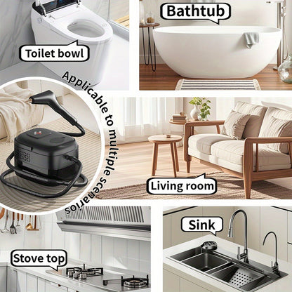 Carpet Steam Cleaner Handheld with LCD Display 1200ml Tank Gear Switch High Temperature for Kitchen Sofa Floor Tile Grout Home