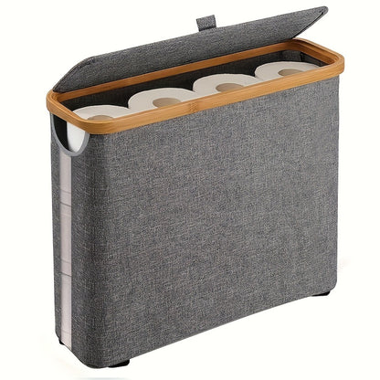 Bamboo Toilet Paper Holder Freestanding Bathroom Storage Organizer Holds 12 Rolls Tissue Roll Dispenser Modern Slim Design for Bathroom Bedroom Laundry Room Tissue Accessories Storage