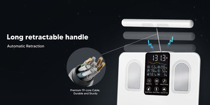 Smart Body Fat Scale with Handle, 8-Electrode Full Body Composition Analyzer, BMI Muscle Mass Monitor, Digital Weight Scale with APP Sync & LED Display for Home Gym Fitness Tracking