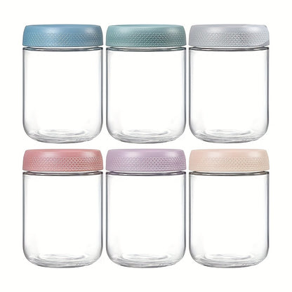 Wide Mouth Mason Jars with Airtight Lids 6 Pack 16oz - Glass Food Storage Containers for Overnight Oats Yogurt Snacks Spices and Salad, Clear Round Glass Jars with Optional Protective Silicone Sleeves for Kitchen Pantry and Meal Prep