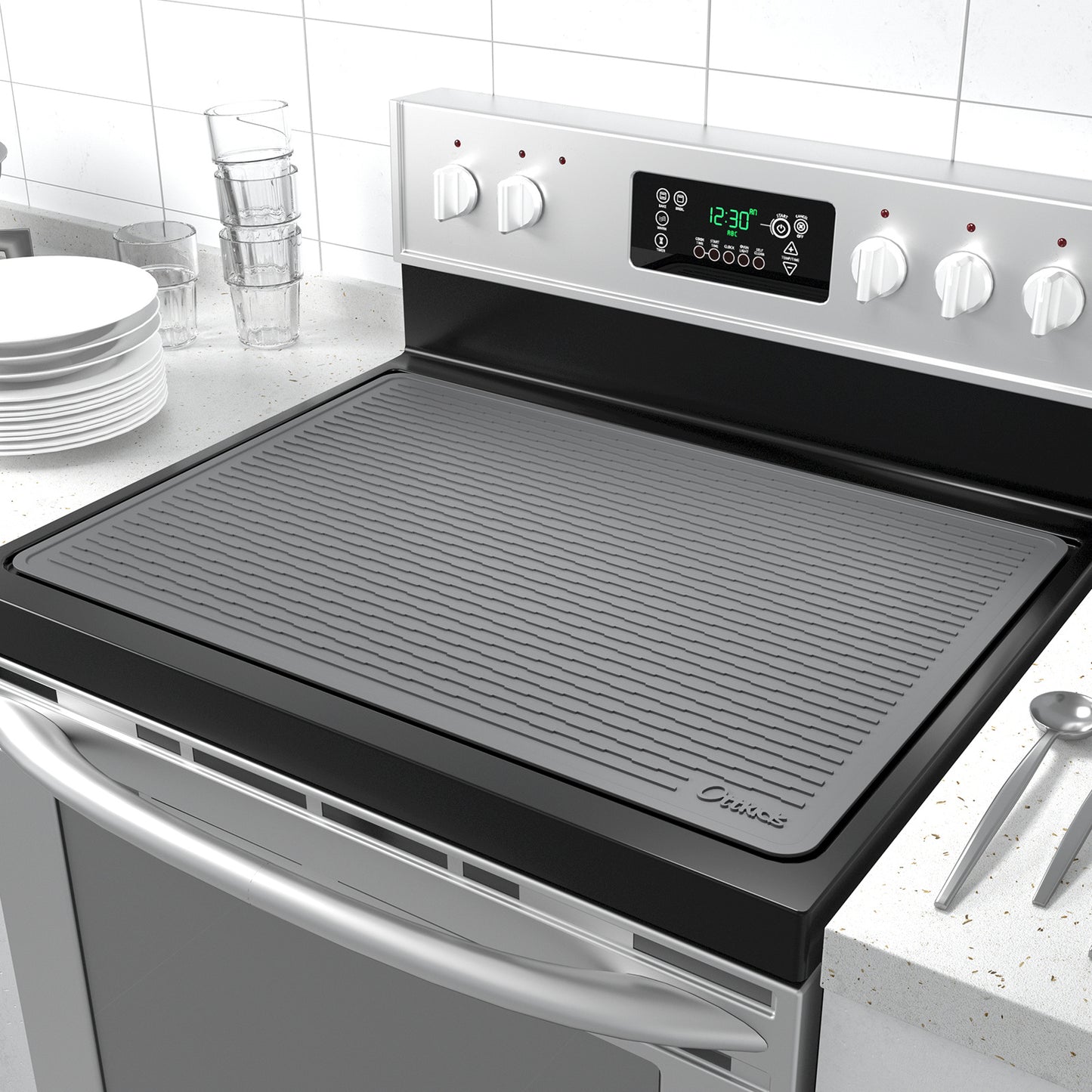 Silicone Stove Top Cover Mat 30x21in – Thick Anti-Slip Glass Cooktop Protector, Heat Resistant Electric Stove Cover, Kitchen Countertop Mat & Dish Drying Pad for Home & Restaurant