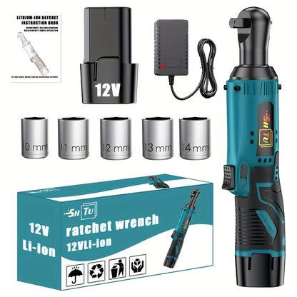 12V Brushless Electric Ratchet Wrench Set with Battery & Quick Charger – Wireless Car Repair Tool Kit for Home & Auto, Holiday Gift for Men