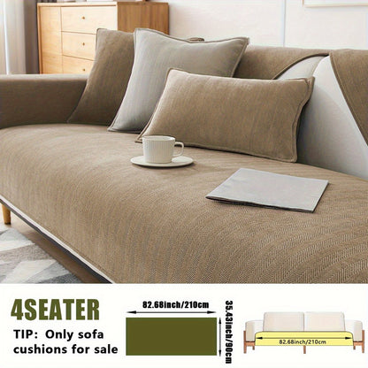 Chenille Ribbed Sofa Cover - Pet Friendly Non-Slip Machine Washable Soft Stretch Slipcover for 1-4 Seater Sectional Sofa Living Room Bedroom Office, 9 Colors