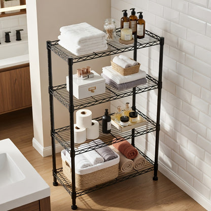 Metal Storage Shelving Unit Heavy Duty Adjustable 4 5 Tier Steel Shelf Rack for Garage Kitchen Pantry Workshop Black Chrome MZG