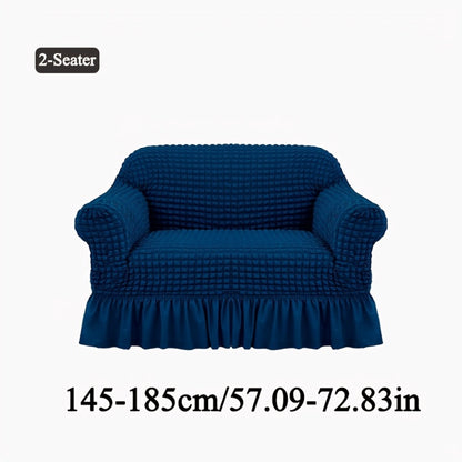 Seersucker Sofa Slipcover Elastic Band Closure Pet-Friendly All-Purpose Sofa Cover for Living Room Home Decor Protection — Single 2 4 Seater Multiple Colors
