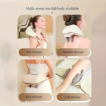 Neck Shoulder Massage Pillow 8D Deep Kneading Wireless Electric Back Massager Simulates Human Hands for Neck Shoulder Back Pain Relief Gift for Women Men