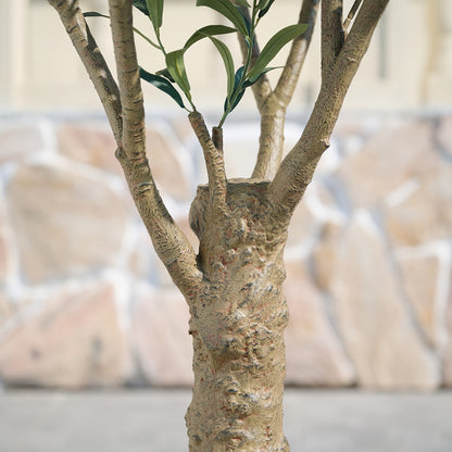 Artificial Olive Tree 5/6/7/8FT UV-Resistant Faux Olive Plant with Black Planter, Lifelike Silk Leaves, Mediterranean Indoor Outdoor Decor for Living Room Office Bedroom Patio