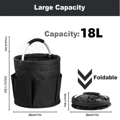 Foldable Cleaning Caddy Organizer 17L with Handle – Portable Collapsible Bucket Bag with 6 Pockets for Cleaning Supplies, Toiletries & Garden Tools, Multi-Purpose Home Travel Basket