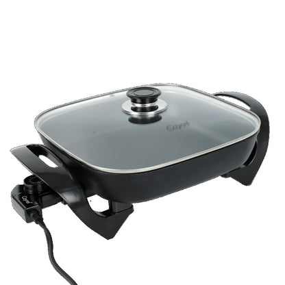 Electric Skillet 12x12 Inch Nonstick Ceramic with Glass Lid 1400W Adjustable Temperature up to 420°F – Aluminum Body Electric Frying Pan for Fry Bake Steam Simmer, Black & Copper