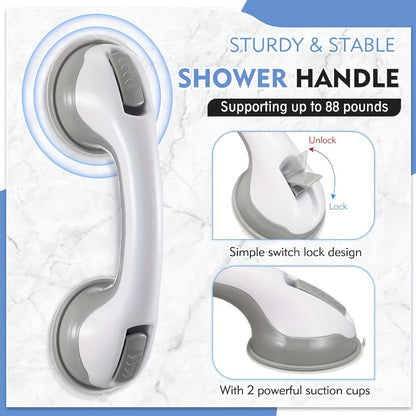 Grab Bars for Bathroom 2pcs Suction Cup No Drill Shower Handle for Elderly Adjustable Height Non-Slip Safety Rail Toilet Fall Prevention Handrail Easy Install