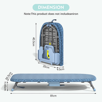 Tabletop Ironing Board Portable with Iron Holder & 2 Heat-Resistant Covers, Compact Small Ironing Board Metal Frame Non-Slip Feet for Home Travel Apartment Dorm, Space-Saving Desktop Iron Board Gift