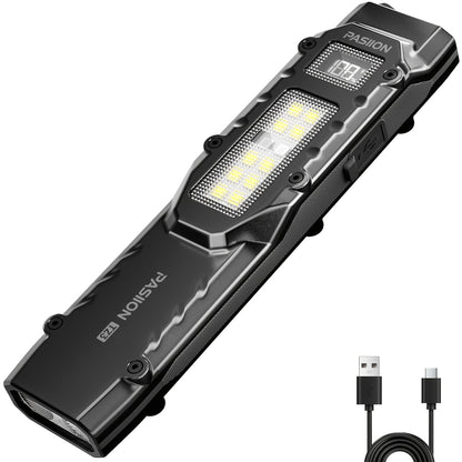 EDC Tactical Flashlight 1500 Lumen USB Rechargeable | Flat Slim Pocket Flashlight High CRI 5 Modes Red Warning Light | Camping Emergency Outdoor Work Gift for Men