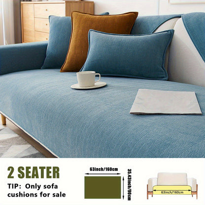 Chenille Ribbed Sofa Cover - Pet Friendly Non-Slip Machine Washable Soft Stretch Slipcover for 1-4 Seater Sectional Sofa Living Room Bedroom Office, 9 Colors
