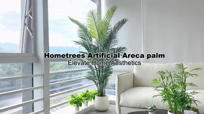 Artificial Palm Tree Fake Indoor Plant – 4/5/6FT Faux Tropical Areca Palm with Realistic Leaves, Planter Options, for Living Room Bedroom Office Patio Home Decor