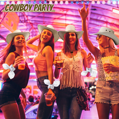 Cowboy Hat and Bandana Set 10-Pack | Bulk Cowgirl Western Hats with Polyester Bandanas for Adults Costume Party Halloween Birthday Rodeo Country Theme Events