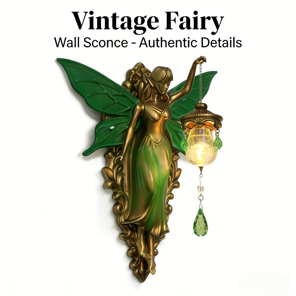 Fairy Statue Wall Decor 9.84in Fantasy Forest Fairy Sculpture – Carved Green Leaf Art Wall Hanging Ornament for Bedroom Living Room – Dreamy Fairy Tale Home Decor Gift for Fairy Lovers Easter Spring