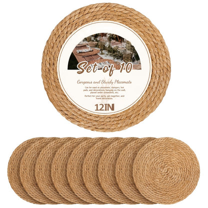 Bohemian Placemats Set 10/30pcs with Holders, 12-Inch Vintage Woven Table Mats for Wedding, Party & Everyday Dining