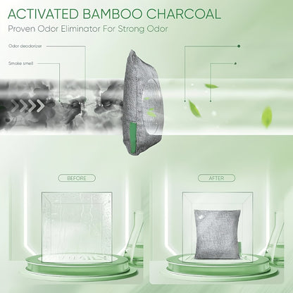 Bamboo Charcoal Air Purifying Bags Odor Absorber Eliminator for Home Car Closet Pet Smoke Room Deodorizer Activated Charcoal Bags Unscented 6 Grids 10 Packs