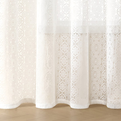 Sheer Chiffon Curtain French Retro Lace Embroidered White Voile Rod Pocket Panel | Living Room Bedroom Room Divider | Boho Cottagecore Romantic Window Drape 145x114 145x183 145x244cm