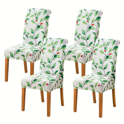 Dining Chair Covers Slipcovers Set of 4 or 6 - Spandex Stretch Milk Velvet Removable Washable Parsons Chair Protector | Anti-Slip Elastic Band | Multiple Prints | Kitchen Dining Room Hotel Ceremony