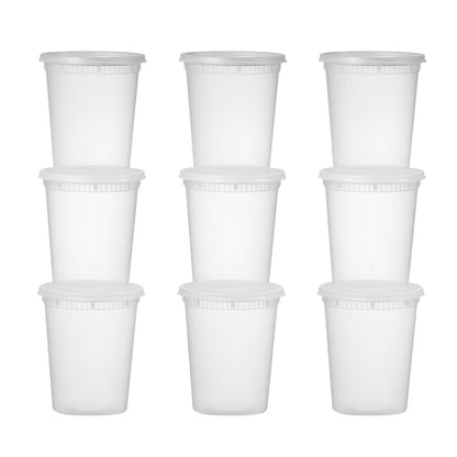 32oz Plastic Food Storage Containers with Lids 48 Sets Cups & Lids Meal Prep Containers Microwave Safe Portable
