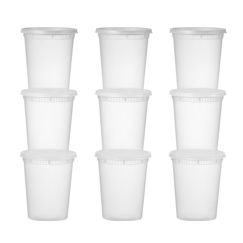 32oz Plastic Food Storage Containers with Lids 48 Sets Cups & Lids Meal Prep Containers Microwave Safe Portable